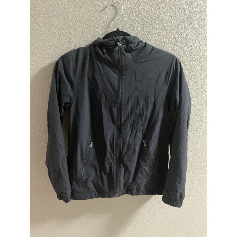 Lululemon Mist Over Windbreaker Jacket Black Hooded Full Zip Size 4
